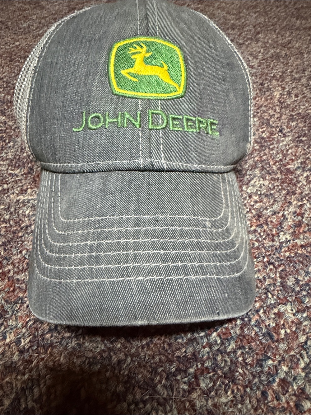 John Deere Gray Cap with Green and Yellow Logo